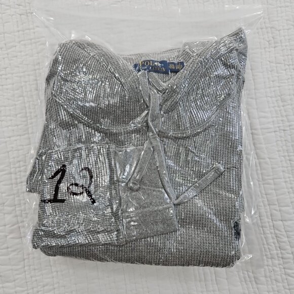 Polo Ralph Lauren Waffle Knit Hoodie Men's XXL Grey Long Sleeve Drawstring EUC - Picture 14 of 14